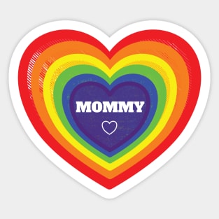 Womens Gay Lesbian Mommy LGBTQ Rainbow Hearts Pride Sticker